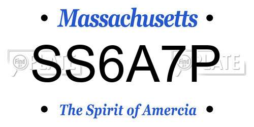 SS6A7P Massachusetts License Plate