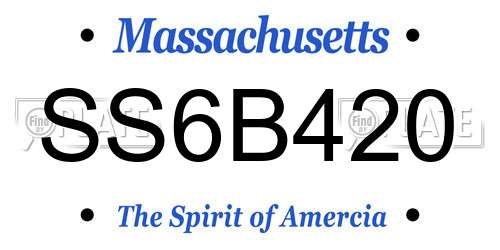 SS6B420 Massachusetts License Plate