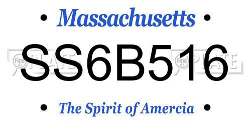 SS6B516 Massachusetts License Plate