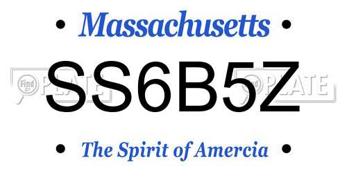 SS6B5Z Massachusetts License Plate