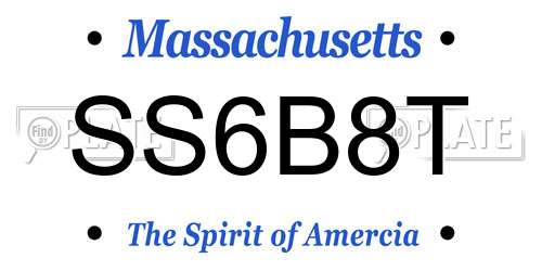 SS6B8T Massachusetts License Plate