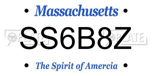 SS6B8Z Massachusetts License Plate