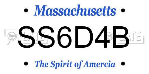 SS6D4B Massachusetts License Plate