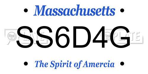 SS6D4G Massachusetts License Plate