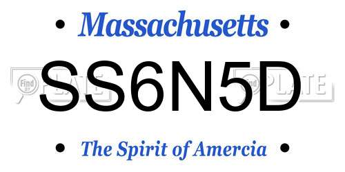 SS6N5D Massachusetts License Plate