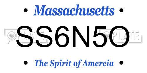SS6N5O Massachusetts License Plate