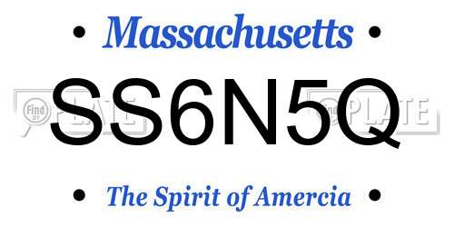 SS6N5Q Massachusetts License Plate