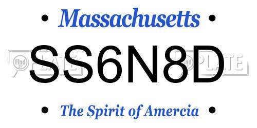 SS6N8D Massachusetts License Plate