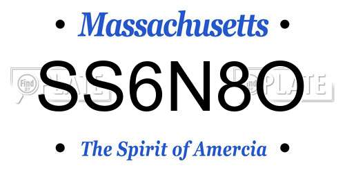 SS6N8O Massachusetts License Plate