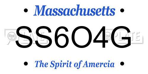 SS6O4G Massachusetts License Plate