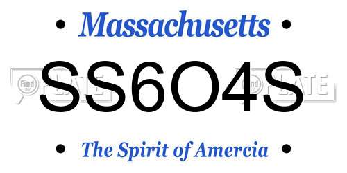 SS6O4S Massachusetts License Plate