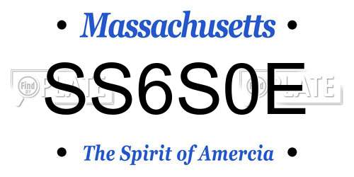 SS6S0E Massachusetts License Plate