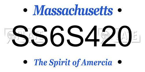 SS6S420 Massachusetts License Plate