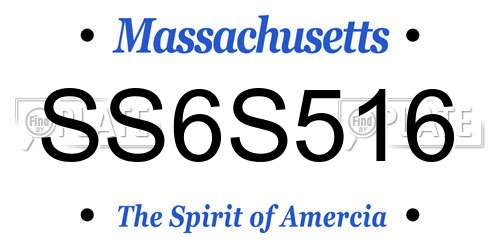 SS6S516 Massachusetts License Plate