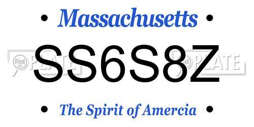 SS6S8Z Massachusetts License Plate