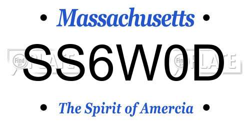 SS6W0D Massachusetts License Plate