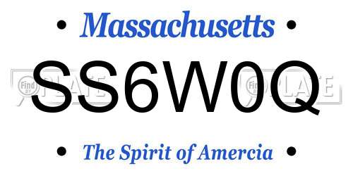 SS6W0Q Massachusetts License Plate