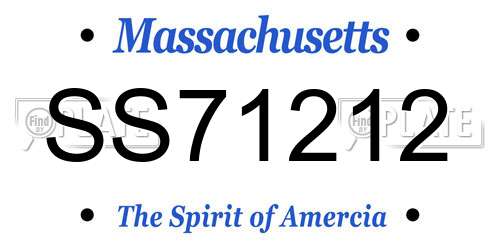 SS71212 Massachusetts License Plate