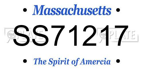 SS71217 Massachusetts License Plate
