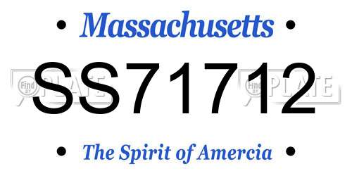 SS71712 Massachusetts License Plate