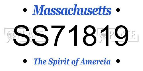 SS71819 Massachusetts License Plate