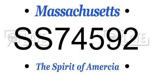 SS74592 Massachusetts License Plate