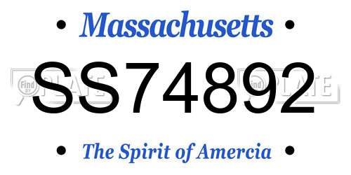 SS74892 Massachusetts License Plate