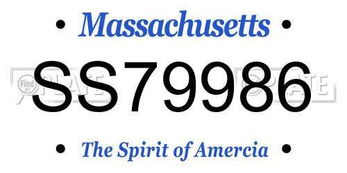 SS79986 Massachusetts License Plate