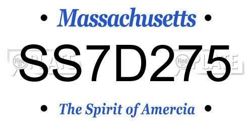 SS7D275 Massachusetts License Plate