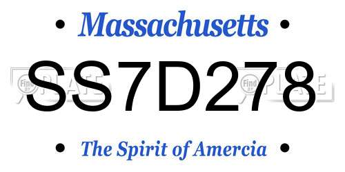 SS7D278 Massachusetts License Plate
