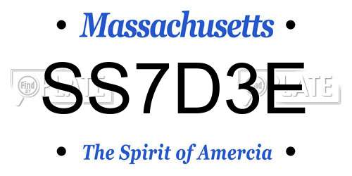 SS7D3E Massachusetts License Plate