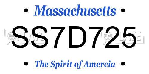 SS7D725 Massachusetts License Plate