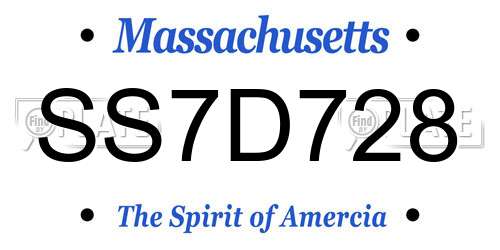 SS7D728 Massachusetts License Plate