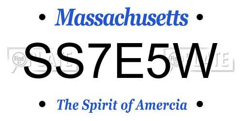 SS7E5W Massachusetts License Plate