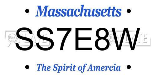 SS7E8W Massachusetts License Plate