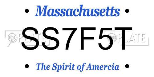SS7F5T Massachusetts License Plate