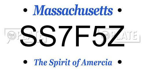 SS7F5Z Massachusetts License Plate