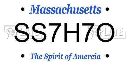 SS7H7O Massachusetts License Plate