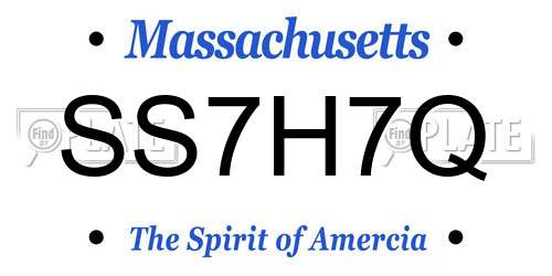 SS7H7Q Massachusetts License Plate