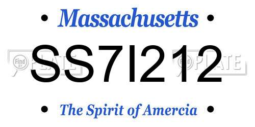 SS7I212 Massachusetts License Plate