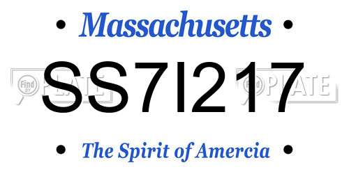SS7I217 Massachusetts License Plate