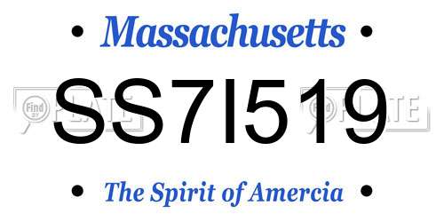 SS7I519 Massachusetts License Plate