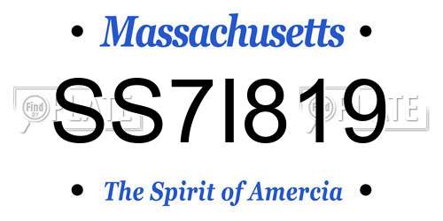 SS7I819 Massachusetts License Plate