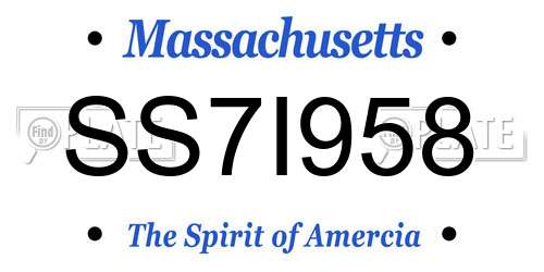 SS7I958 Massachusetts License Plate