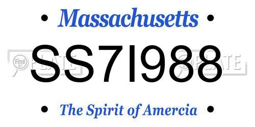 SS7I988 Massachusetts License Plate