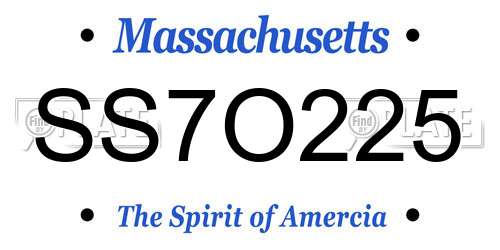 SS7O225 Massachusetts License Plate