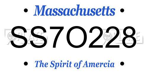 SS7O228 Massachusetts License Plate