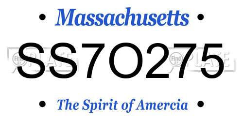 SS7O275 Massachusetts License Plate