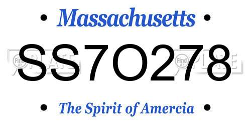 SS7O278 Massachusetts License Plate