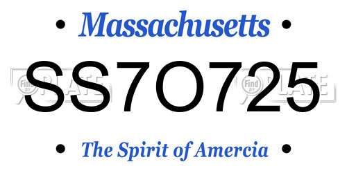 SS7O725 Massachusetts License Plate